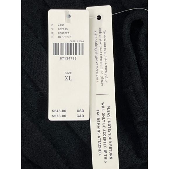 Anthropologie Textured V Neck Midi Dress Black NWT Women’s Size XL - Picture 5 of 13